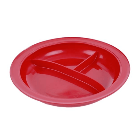 Partition Plate with 3 compartments and rim in red color