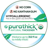 Purathick Natural Thickener Jar Top label - Thickens Hot and Cold Liquids